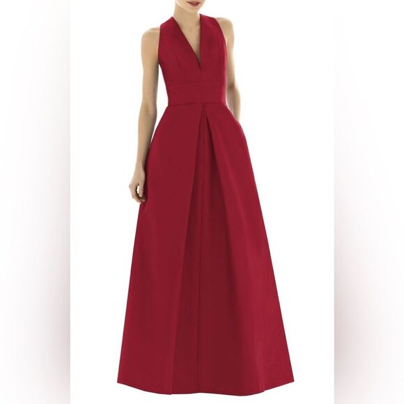 NWT! ALFRED SUNG D611 Dupioni Pleat A-Line Gown DRESS 4 - Picture 1 of 7